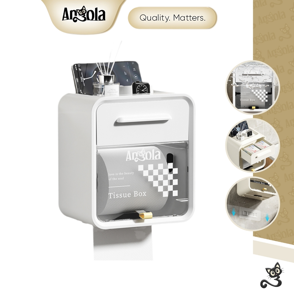 ANGOLA Kotak Tisu Tempel Dinding D78 Tempat Tisu Anti Bor / Tempat Tisu Toilet Dapur / Tissue Box