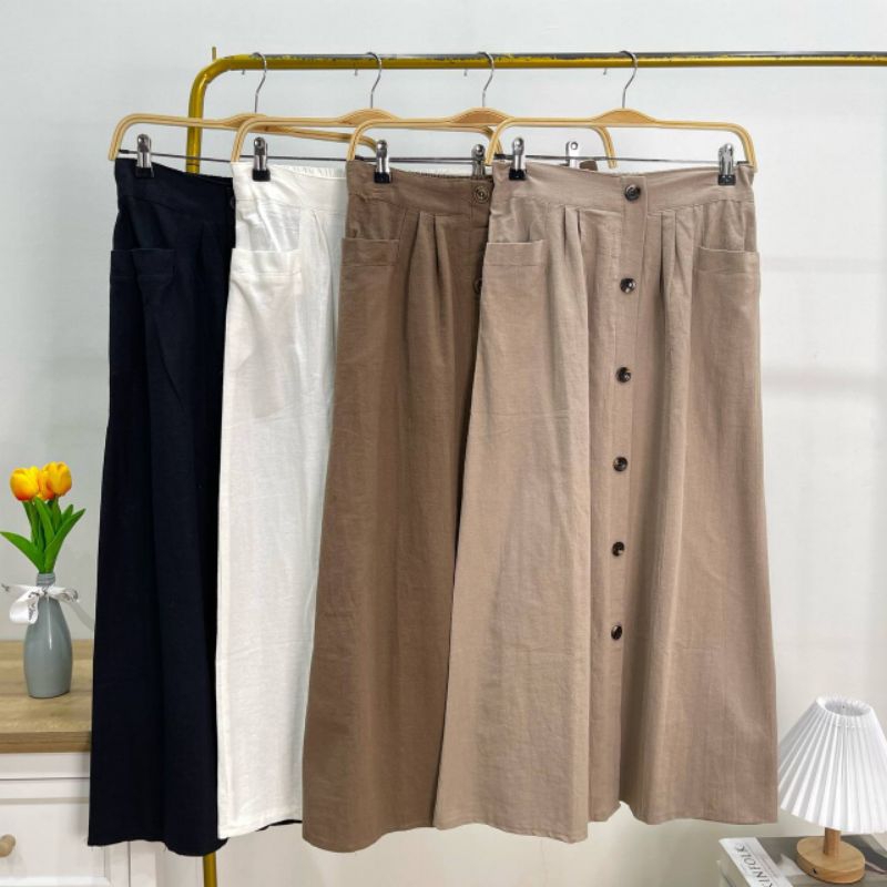 Rok kancing Linen Import