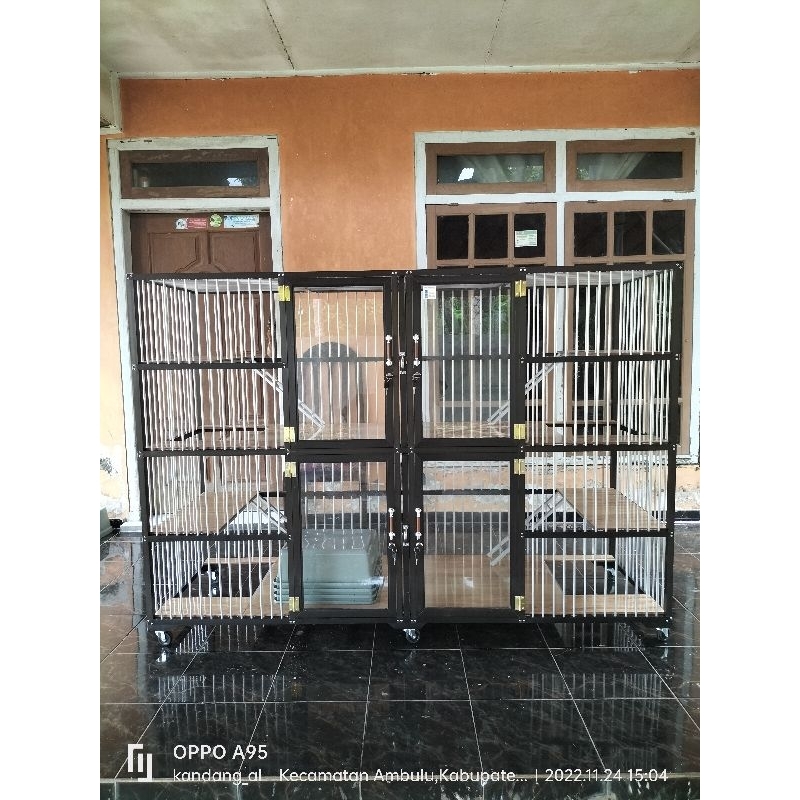 kandang kucing alumunium tingkat murah jumbo 4 kamar sz PxLxT 180x60x120