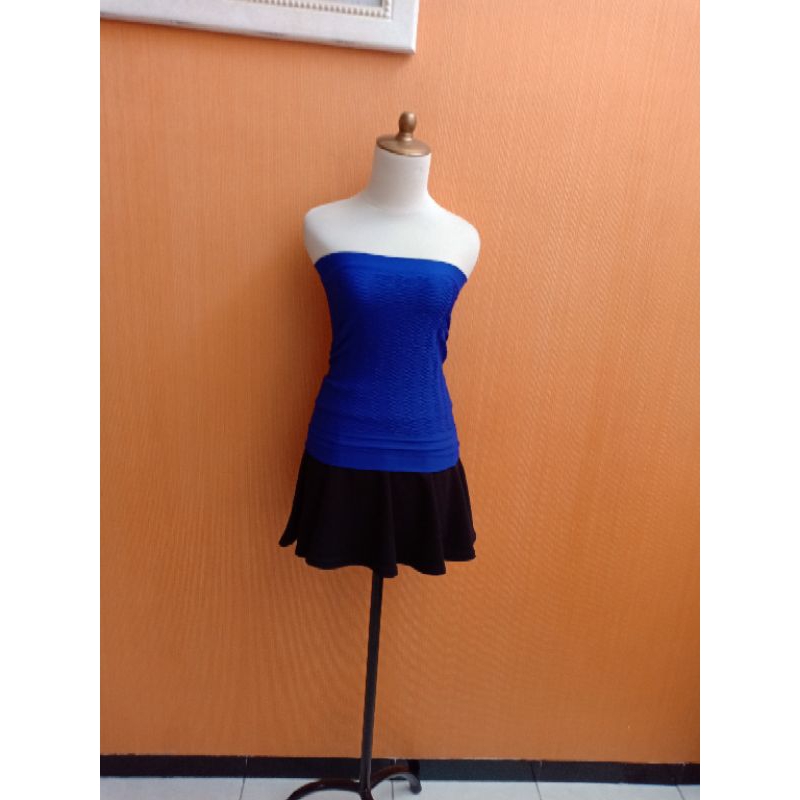 atasan wanita kemben knit rajut biru elektrik XS birel S blouse santai MEWAH bisa jadi rok span cewe