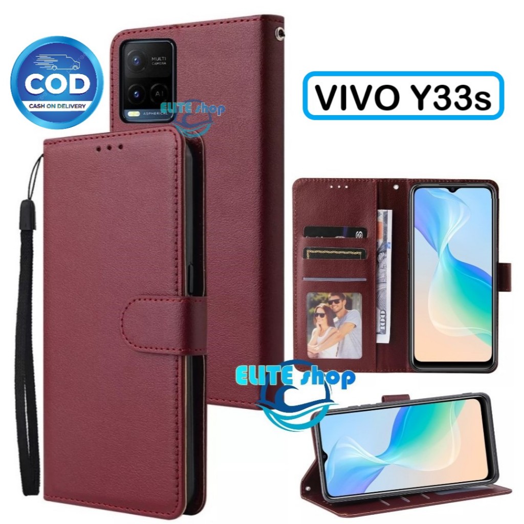 Flip Case VIVO Y33S Case Wallet Kulit Casing Dompet Case Wallet Leather Flip Case VIVO Y33S Casing h