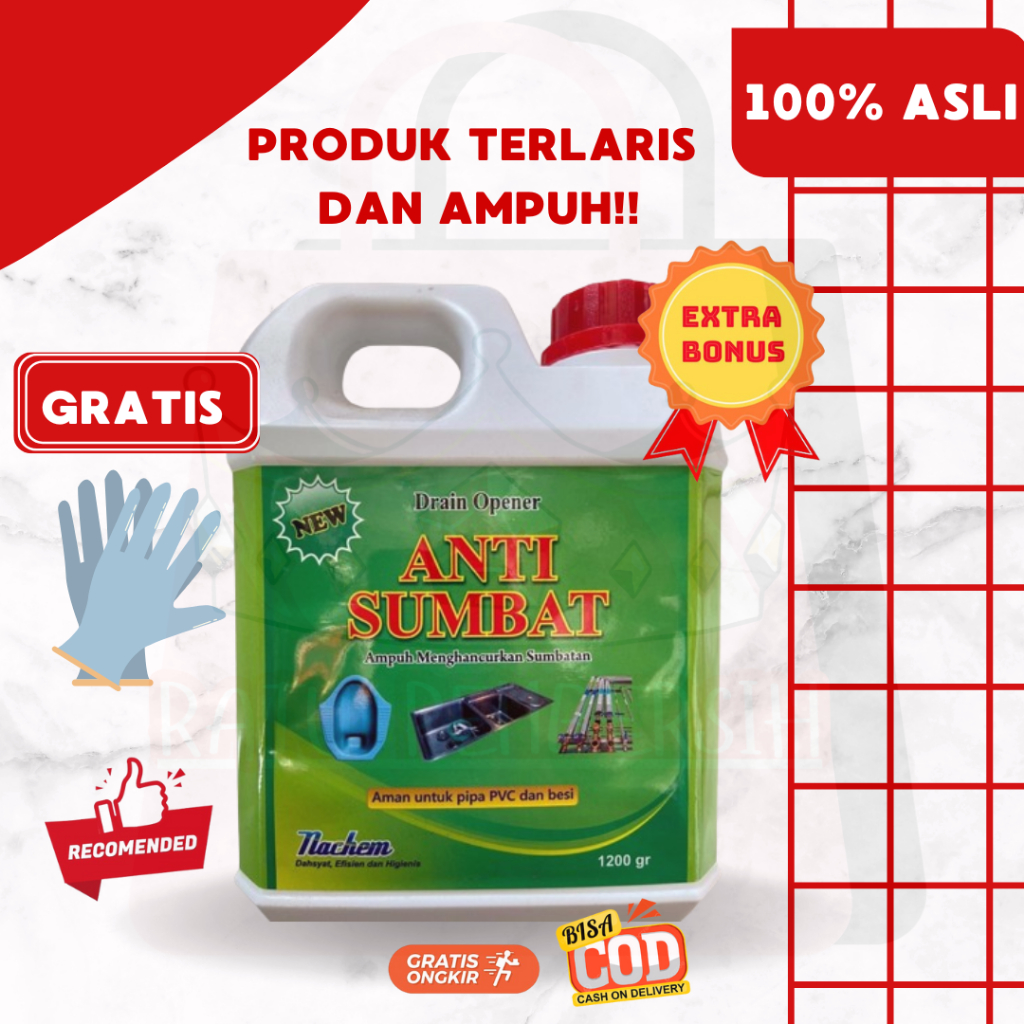 [Free Sarung Tangan] ANTI SUMBAT NACHEM 1200gr/ Cairan Anti Mampet untuk toilet /Cairan Anti Mampet 