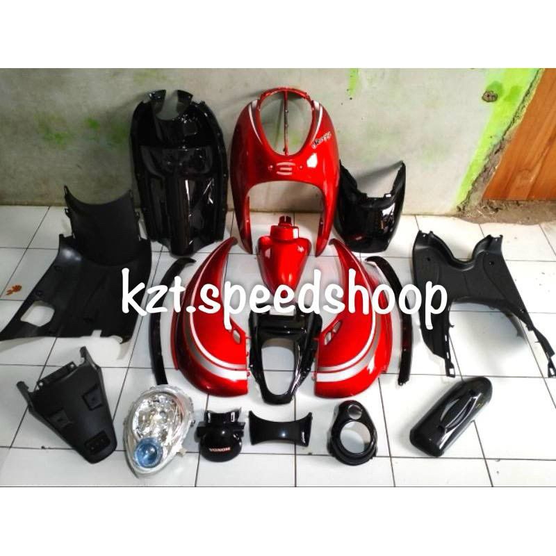 PAKET FULL BODY KASAR HALUS SCOOPY KARBU MERAH HITAM+LAMPU