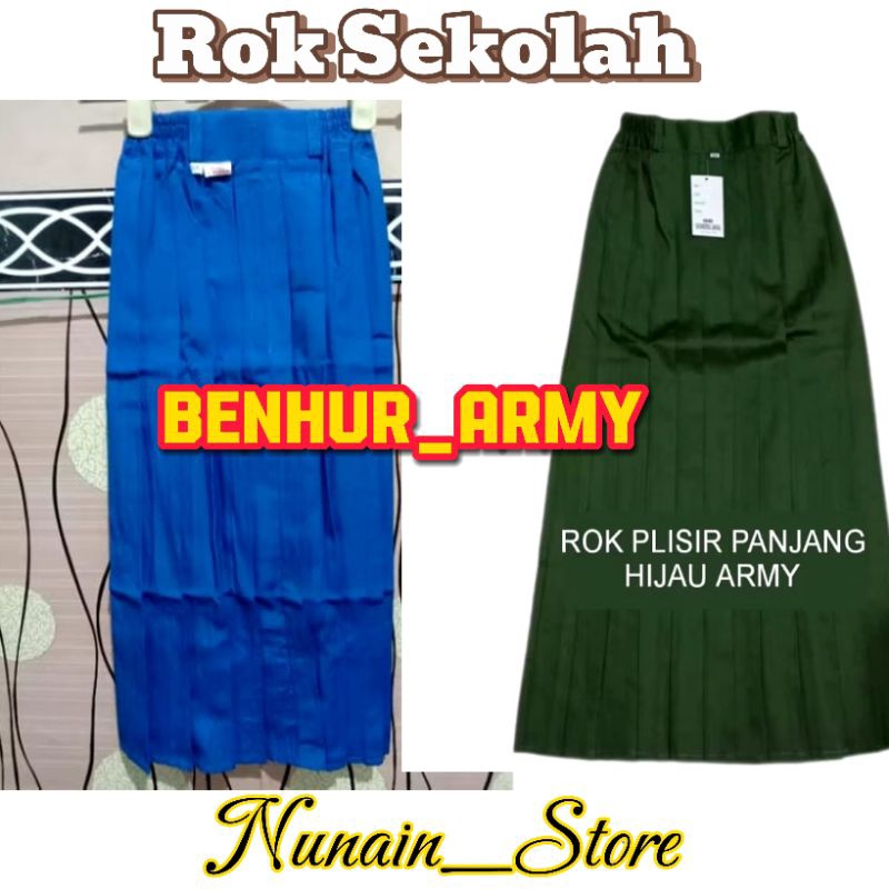 ROK PLISIR PANJANG WARNA HIJAU ARMY DAN BENHUR