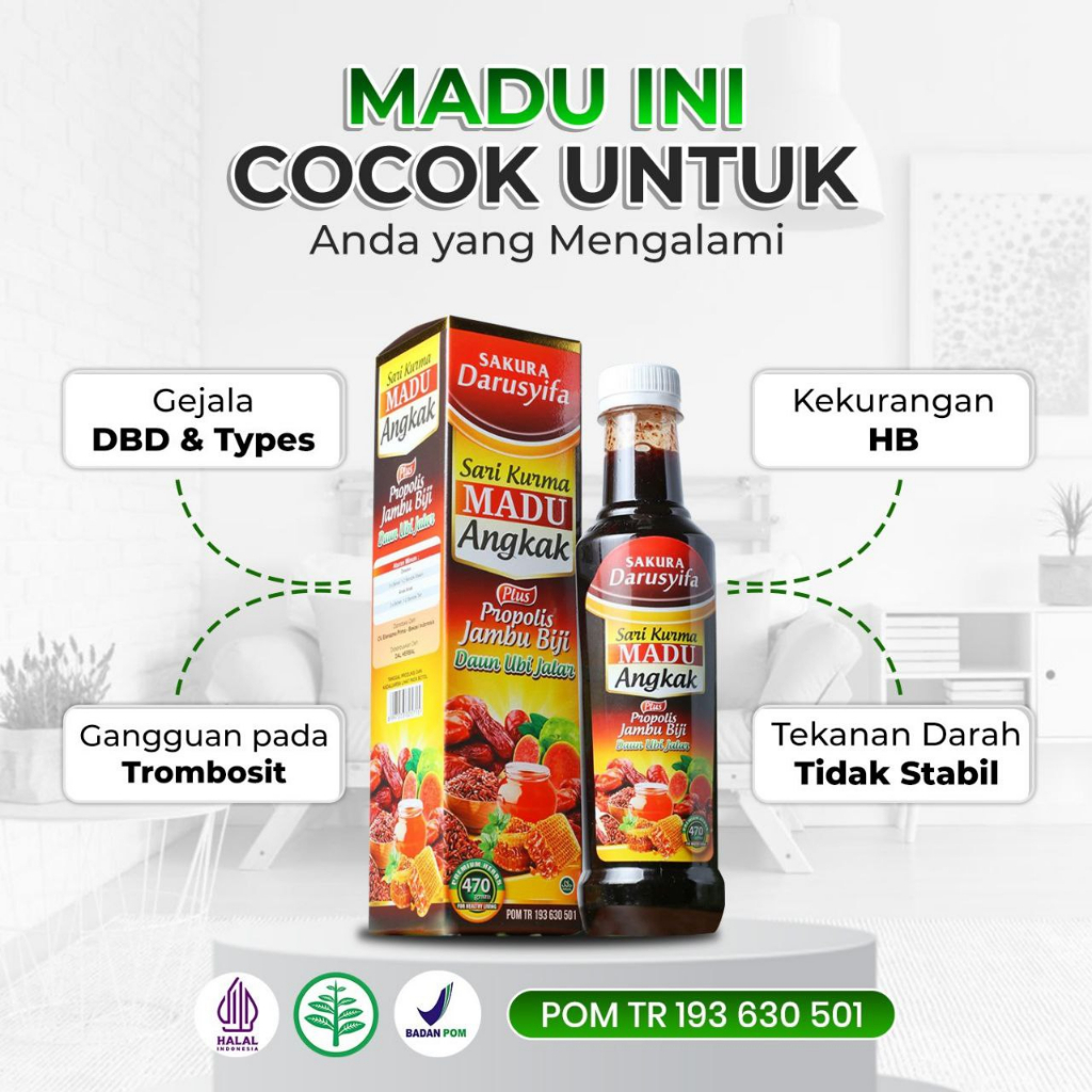 

Madu Angkak Sari kurma Darusyifa Plus Propolis Jambu Biji Daun Ubi Jalar 470gr