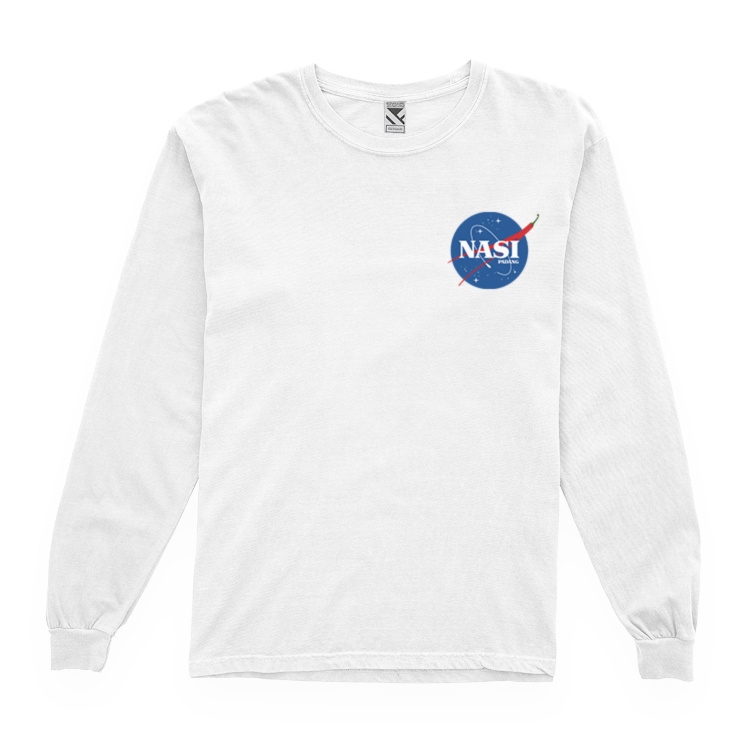 Zerotwentytwo Longsleeve Nasa White | Kaos Lengan Panjang Nasa Putih Pria Parodi Plesetan Lucu