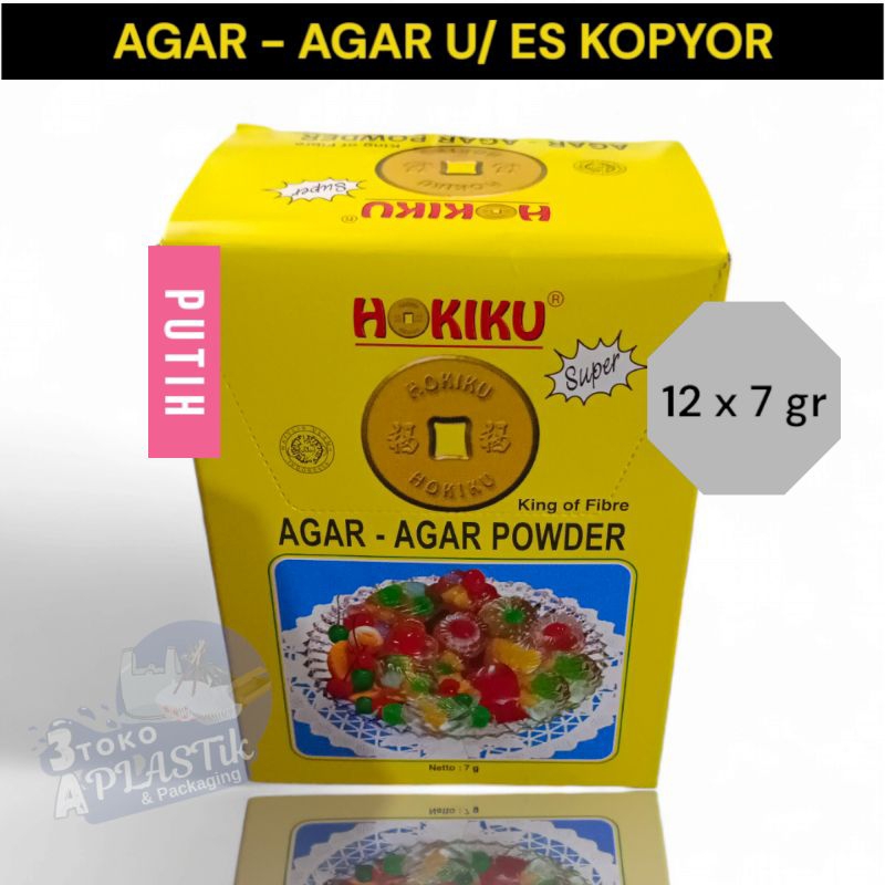 

Agar Hokiku /Agar yang POPULER untuk membuat Es Kopyor 1 DOZ (PUTIH)