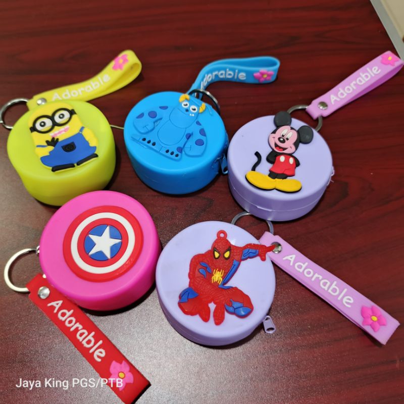 Dompet Koin Pop It Silicon Jelly Mini Karakter Gantungan Kunci Tas Wadah Headset Jepit