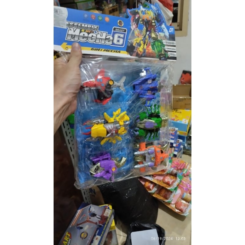 oketoys mainan robot mecha beast 6 DIY 6in1 dino robot
