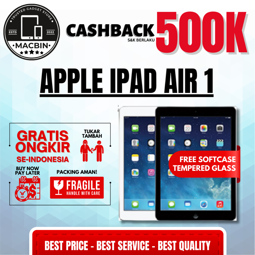 iPad Air 1 Wifi Cellular 128GB 64GB 32GB 16GB Second Original Resmi
