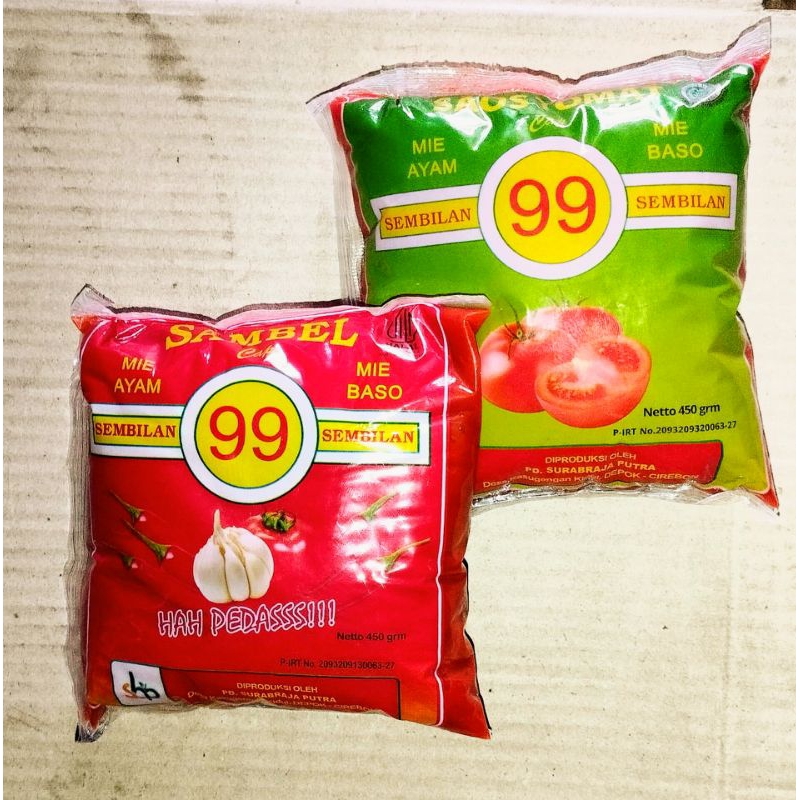 

Tomat Kemasan Cap Sembilan Sembilan / Tomat 99 Sambel dan Saus Tomat - 450 gr