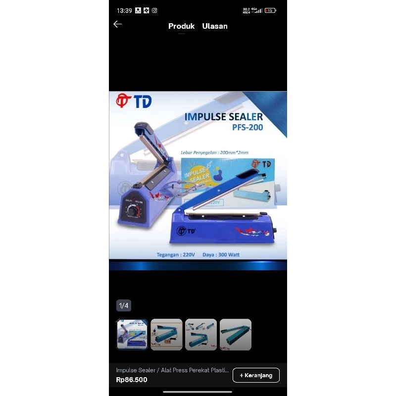 PLASTIK SEALER (LAS PLASTIK)- PANJANG 20 CM