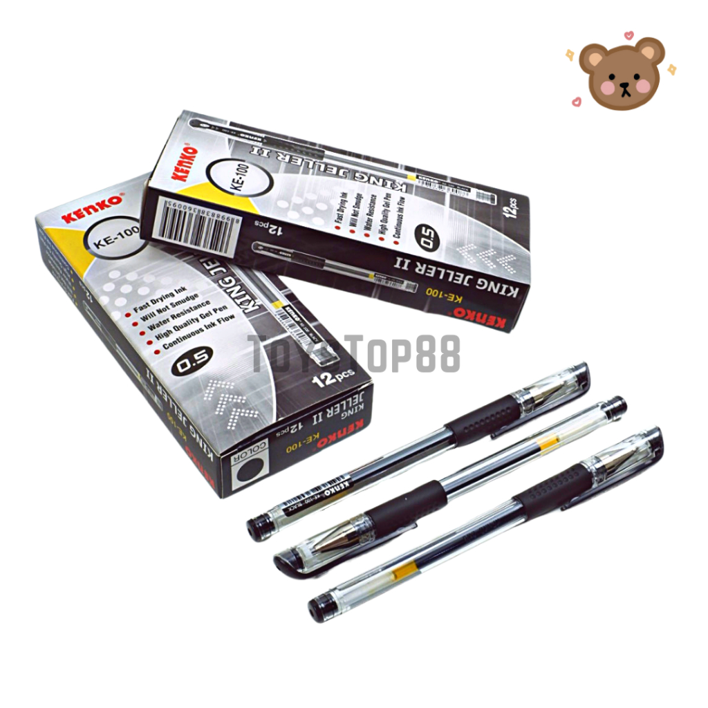 

Pulpen Gel Kenko KE-100 King Jeller II 0.5 mm - Bolpen Pena Grosir Warna Hitam Black isi 12 PCS [PER LUSIN]