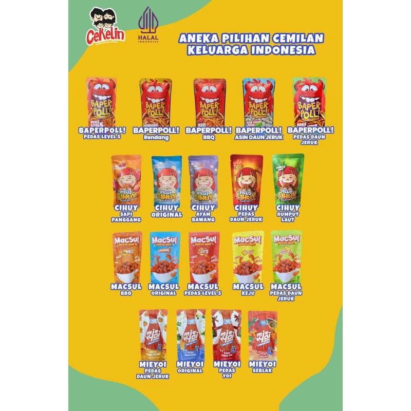 

Jajanan Snack Cekelin Cemilan Keluarga Indonesia - Pilus Cihuy | Kerupuk Seblak | Keripik Tempe Aneka Rasa