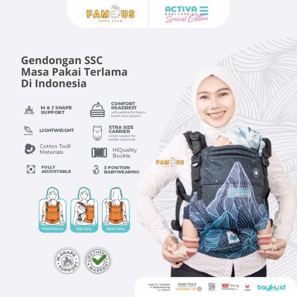 Bayiku ID Activa Mark 3 Gendongan M-shape Newborn To Toddler