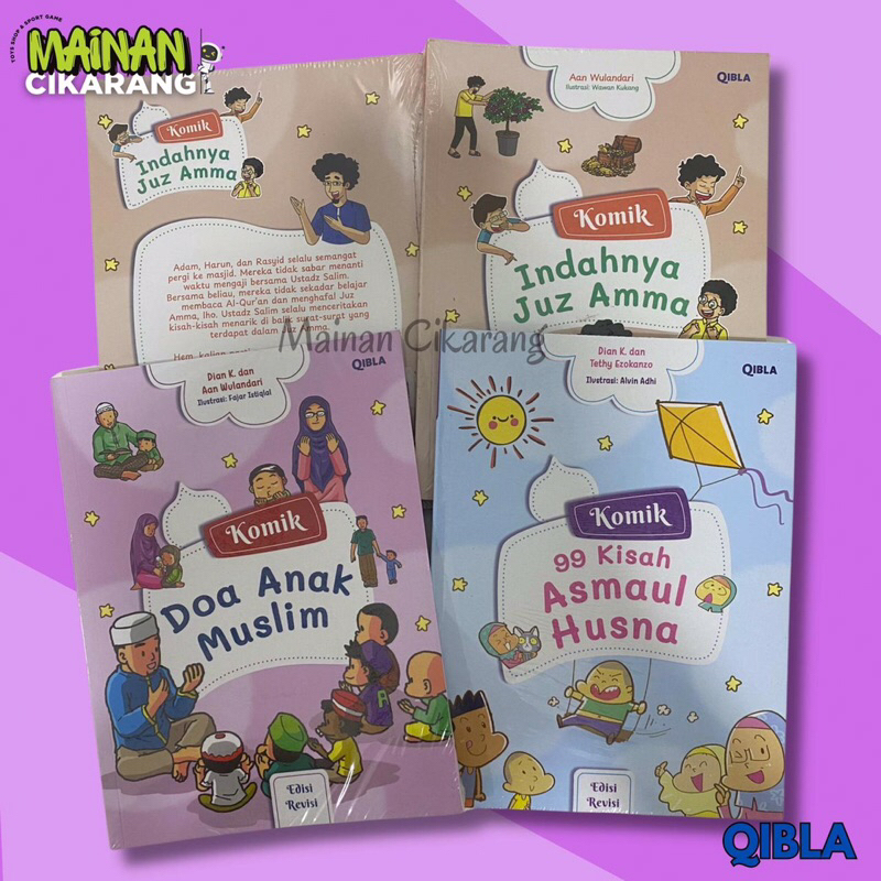 Buku komik Anak Islam - 99 Kisah Asmaul Husnah - Doa Anak Muslim - Indahnya Juz Amma - By QIBLA - Gr