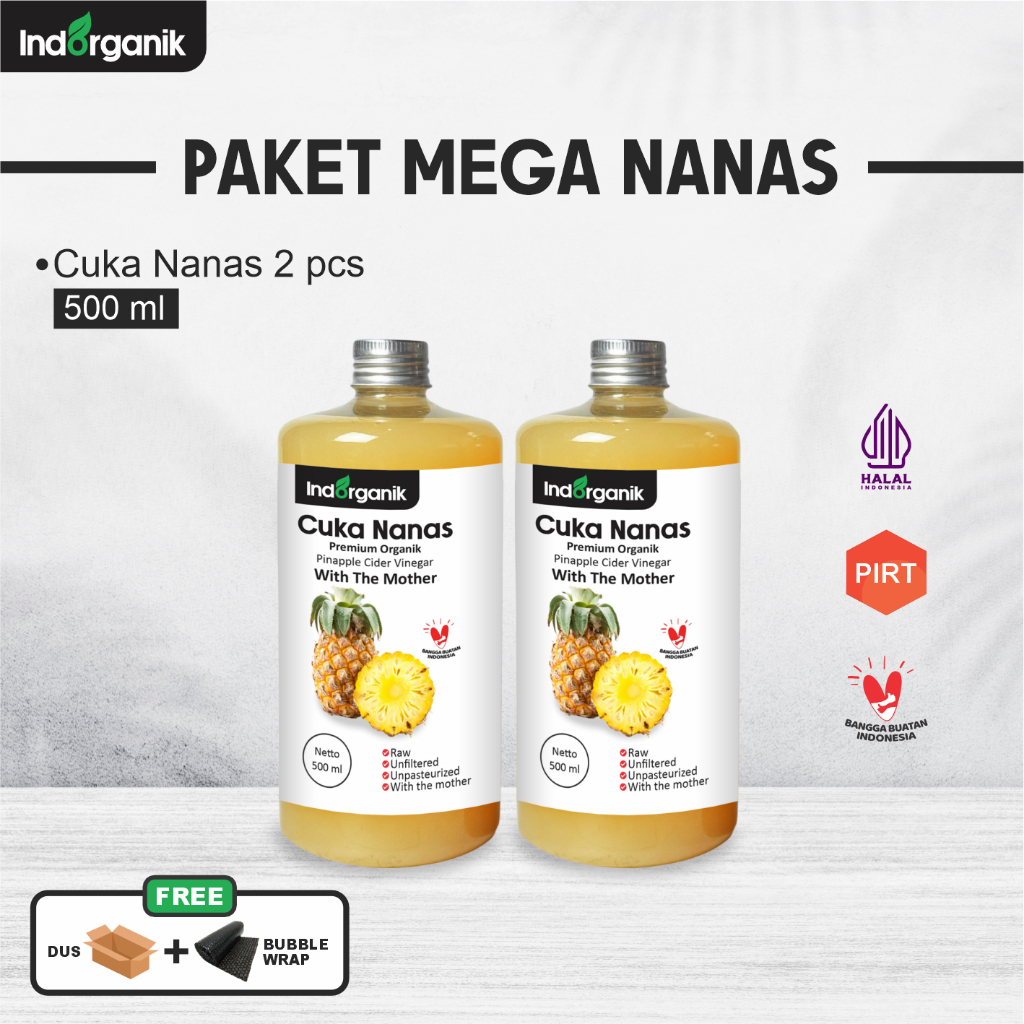 

INDORGANIK - CUKA NANAS ORGANIC - PINEAPPLE CIDER VINEGAR 1 LITER - CUKA NANAS ORIGINAL WITH MOTHER