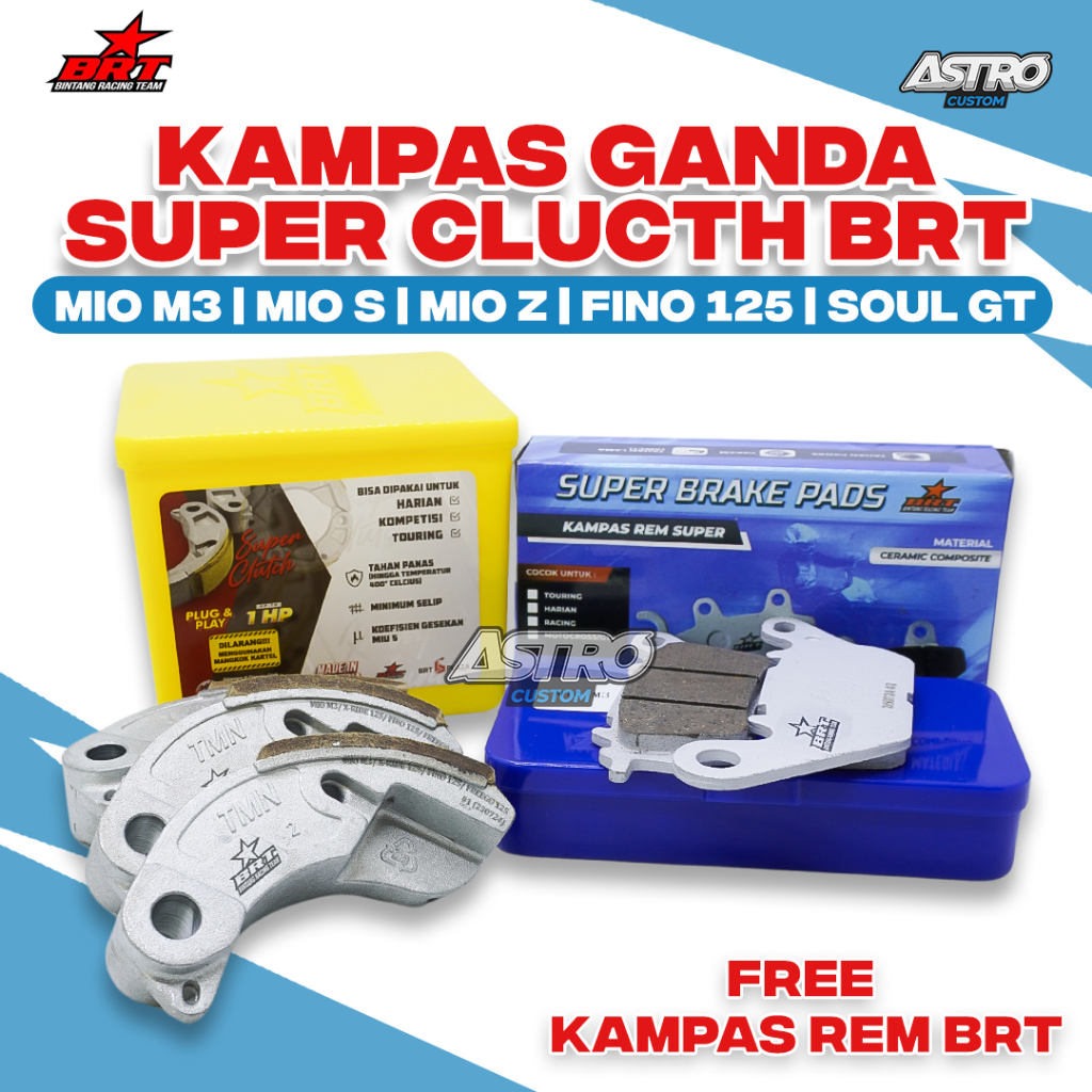 Kampas Ganda BRT Mio M3 Soul GT XRide Fino Gear 125 Fazzio Filano Freego Free Kampas Rem H-5 Ceramic