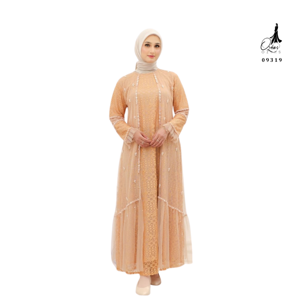 Ozias - Gamis Brokat Fimela 09319 Ld 105 I Gamis Kondangan Cantik I Gamis Muslimah Mewah