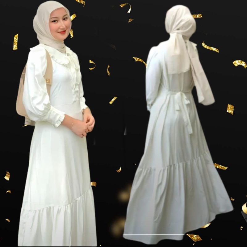 Gamis Putih Katun Cringkel Series Anak 10-14 tahun, Remaja, Dewasa, Jumbo S, M, L, XL,  XXL, 3L, 5L 