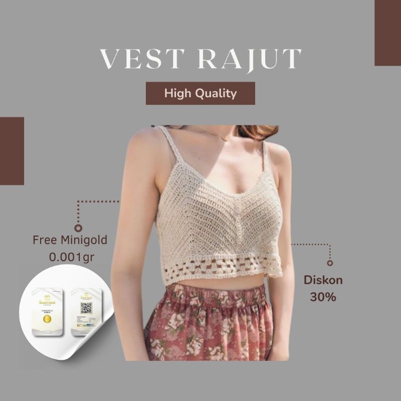 Vest Outer Tanktop Rajut Tali Korea Crop Premium
