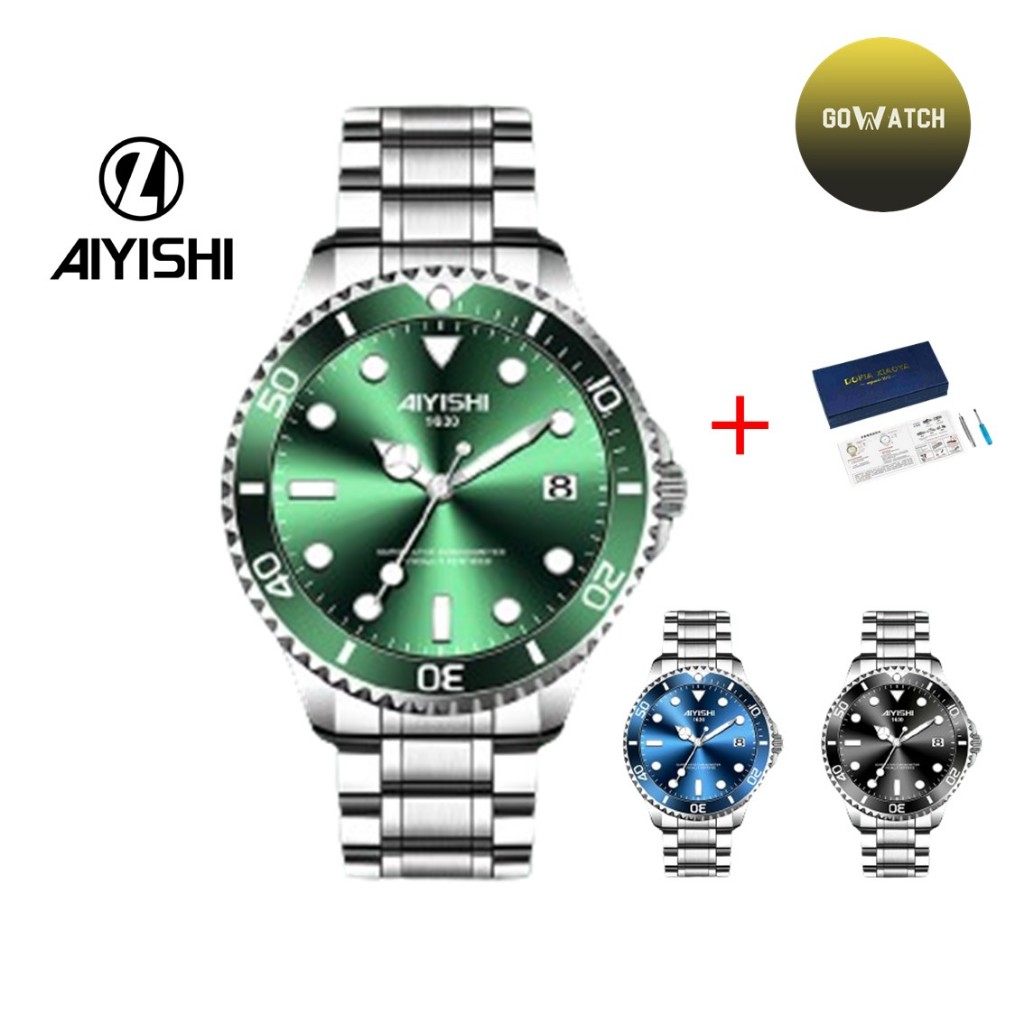 AIYISHI Jam Tangan Pria Emerald Green Royal Watch Anti Air Waterproof (W1-006-1630)