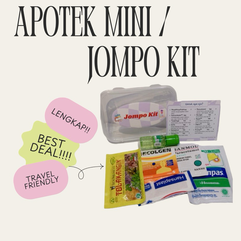 APOTEK MINI / JOMPO KIT - OBAT OBATAN P3K TRAVEL FRIENDLY. Bisa untuk HADIAH WISUDA - HADIAH ULANG T