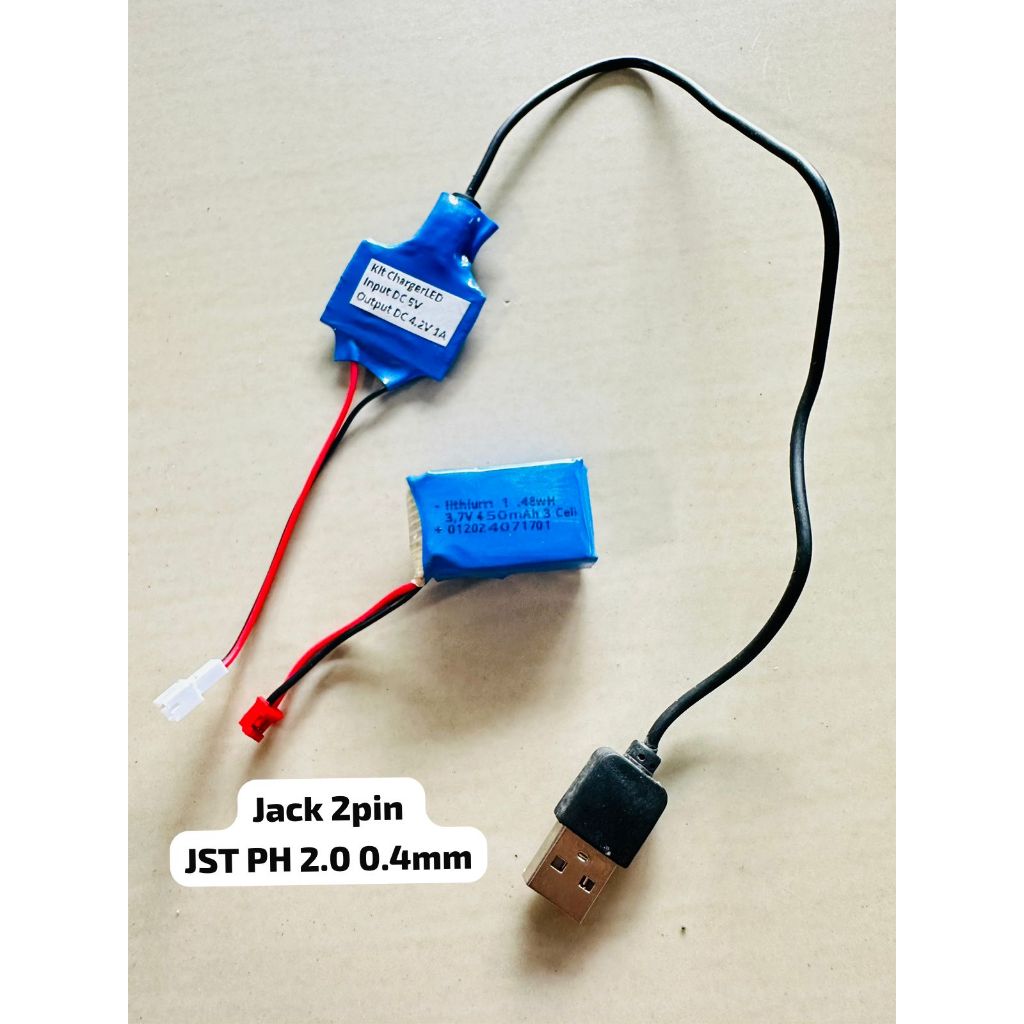 BATRE BATERAI + CHARGER RC MAINAAN RC REMOTE CONTROL 3.7V 450 MAH LIFE POWER 2 PIN CODE 01