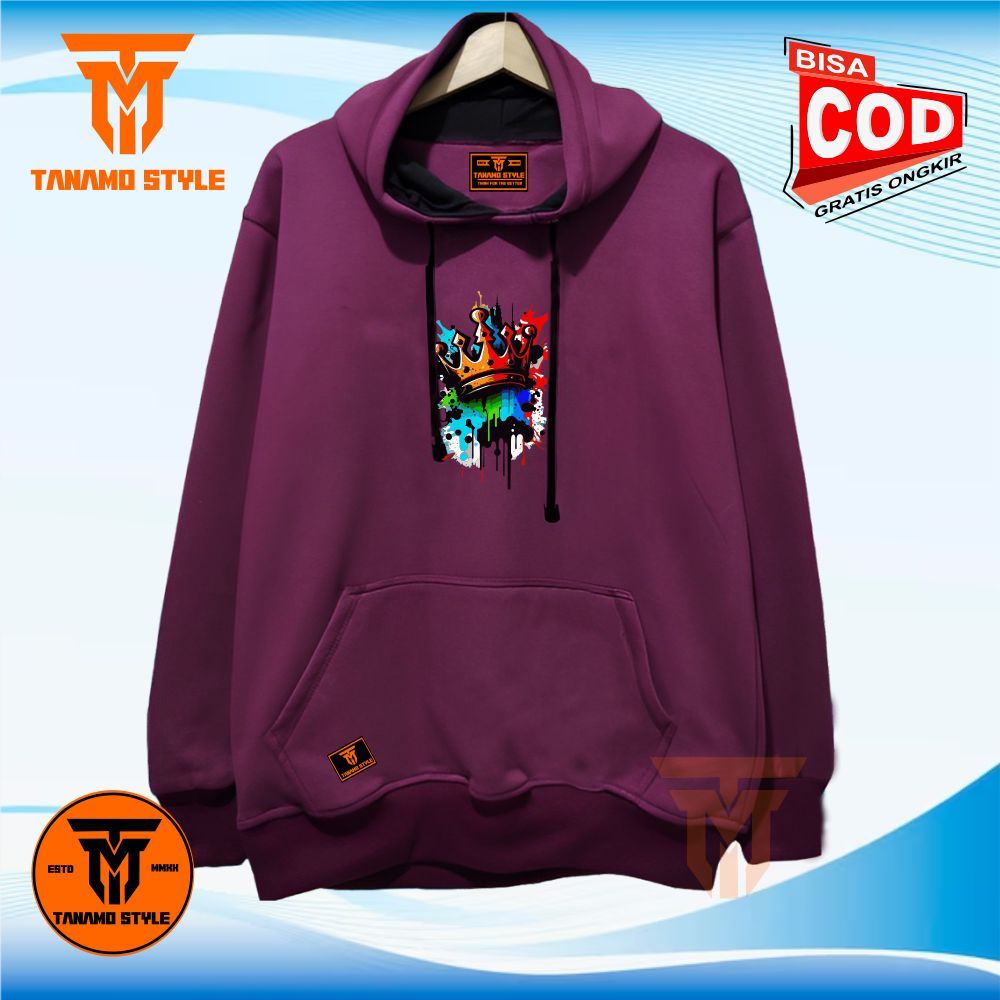 Hoodie Sweater Distro Pria Wanita Warna Burgundy Sablon Quen Hudi Unisex Ori