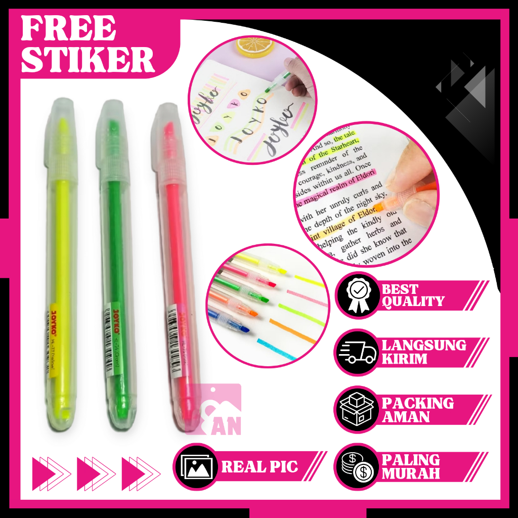 

1PCS Spidol Highlighter Berwarna Joyko HL-73 78 Stabilo Penanda Line Marker Aesthetic Alat Tulis Sekolah Kantor Warna Tulisan Buku A189