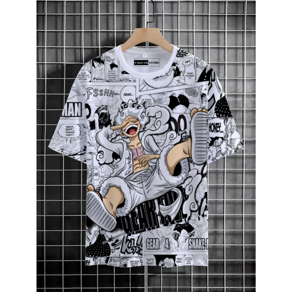Kaos Distro Cowok Motif Luffy Depan Belakang Sablon Untuk Pria Dewasa