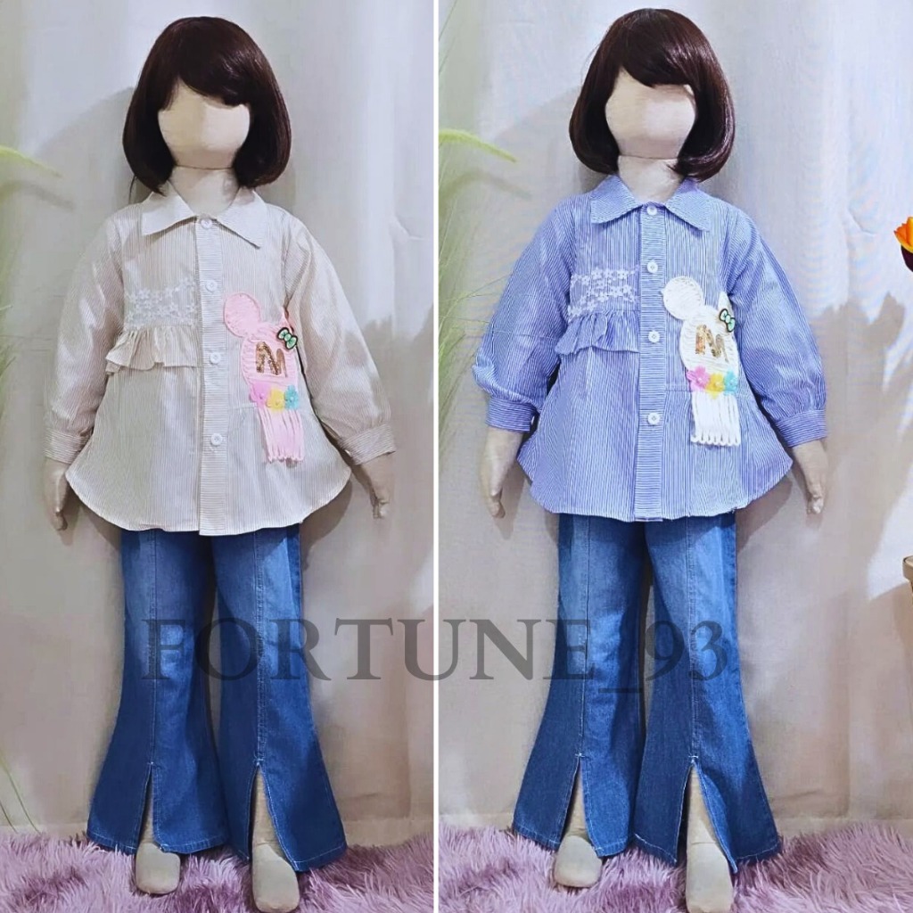 Stelan salur anak perempuan import korean style celana cutbray usia 3 - 10 tahun set kuromi anak mix