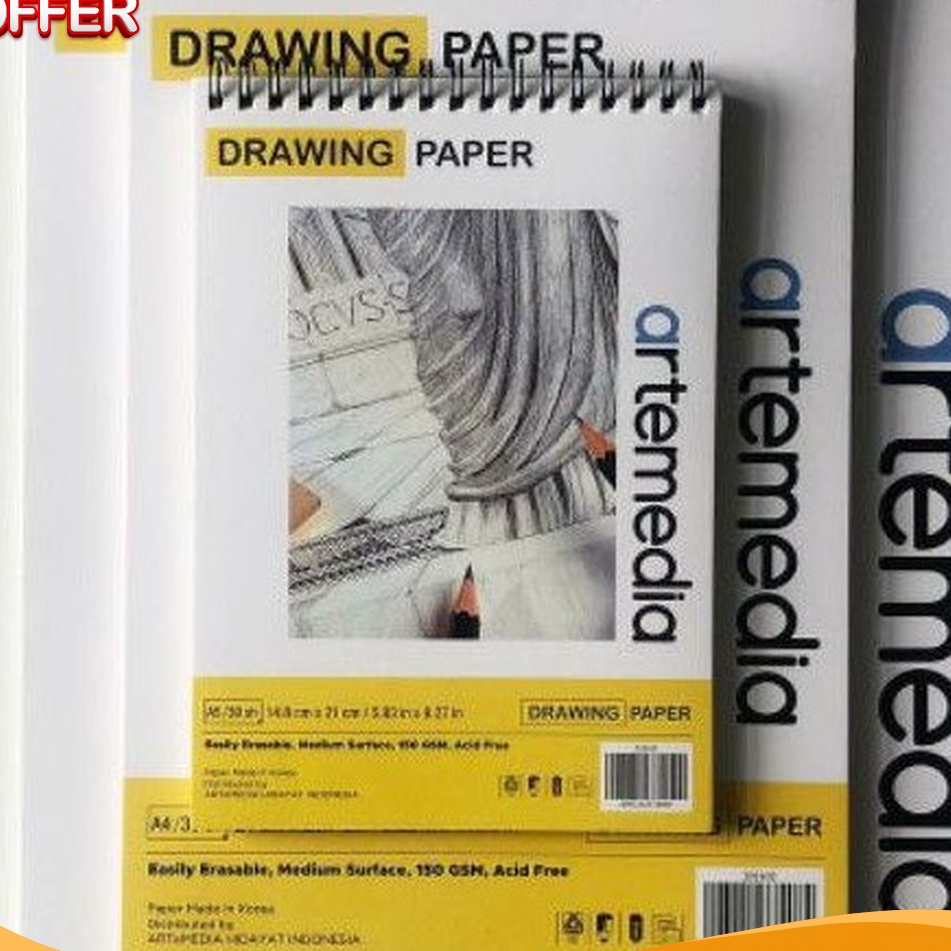 

SUPER HEMAT artemedia spiral sketch book A5A4 15gsm 3sht