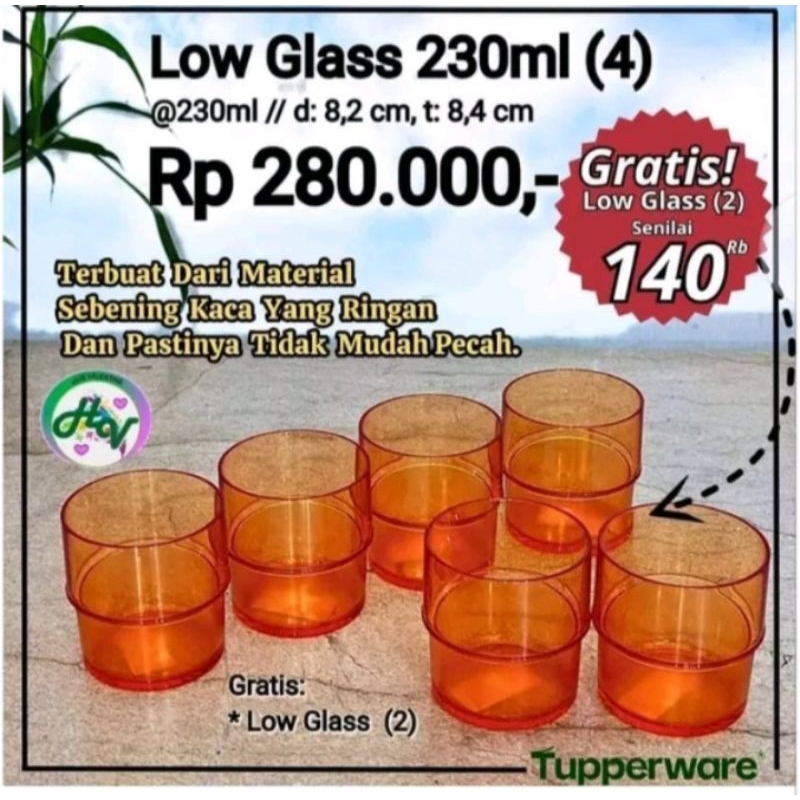

Tuperware Crystal Tumbler Low Glass 6pcs Gelas