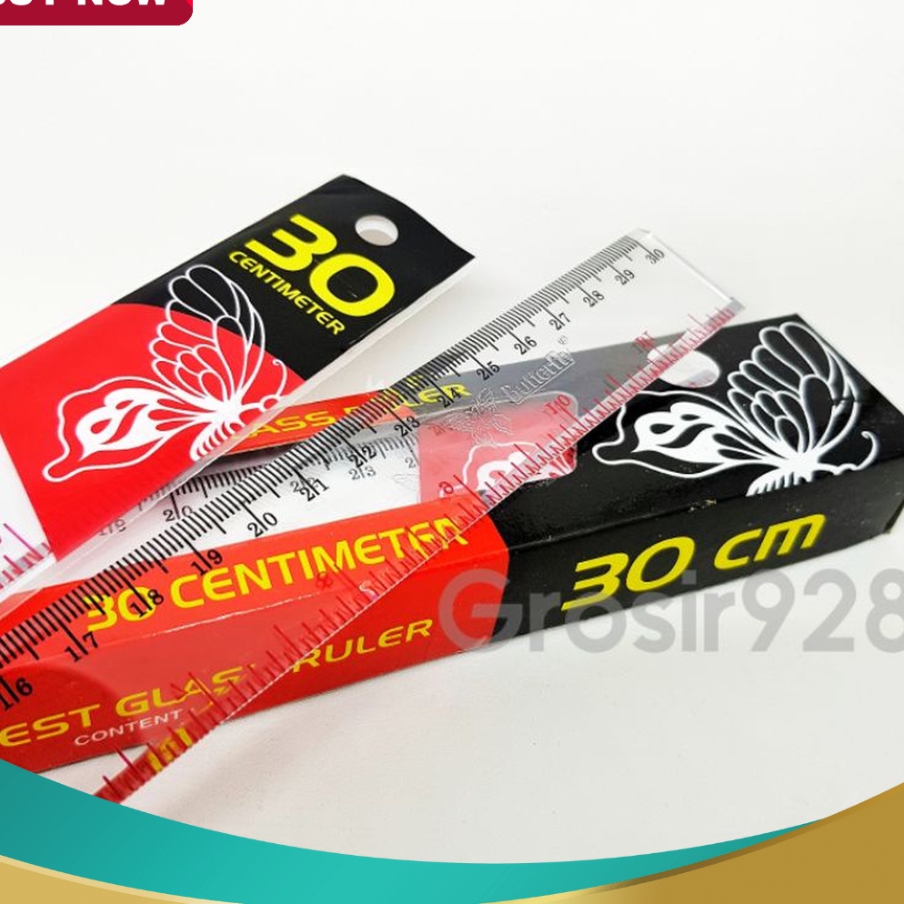 

KUALITAS TANPA KOMPROMI Per 12 pc Penggaris Garisan mika plastik Glass Ruler Butterfly 3 cm