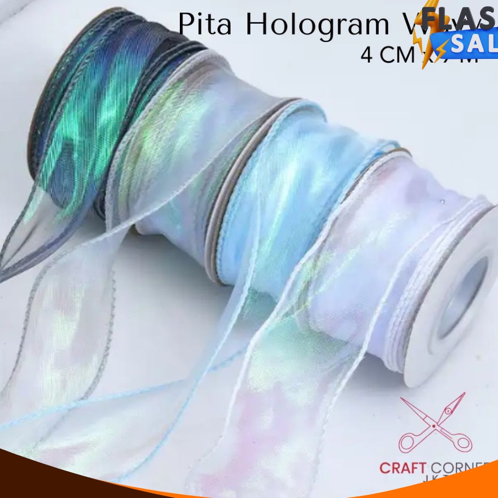 

DISKON LUAR BIASA ROLL Pita Hologram Fishtail Korea Buket 4 cm X 9 meter