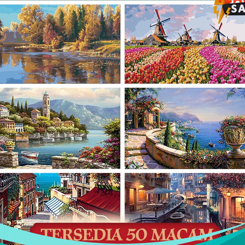 

KUALITAS TANPA KOMPROMI 4x5cm Canvas Paint By Number Kit Digital Oil Painting DIY Painting kit Lukisan
