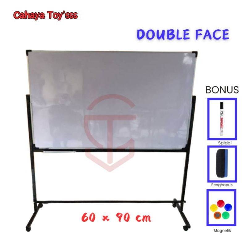 

Papan Tulis Whiteboard Standing Magnetik Double Face 60 × 90 cm