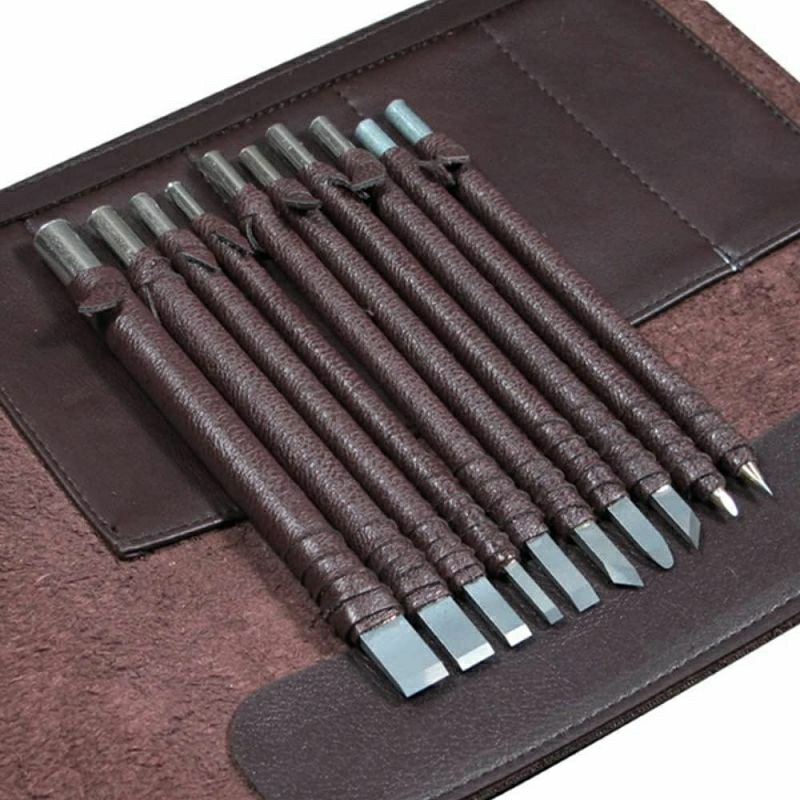 

KTUCN Pisau Ukir Seni Pahat Carving Tool Tungsten Steel 10 PCS - K10 - Brown