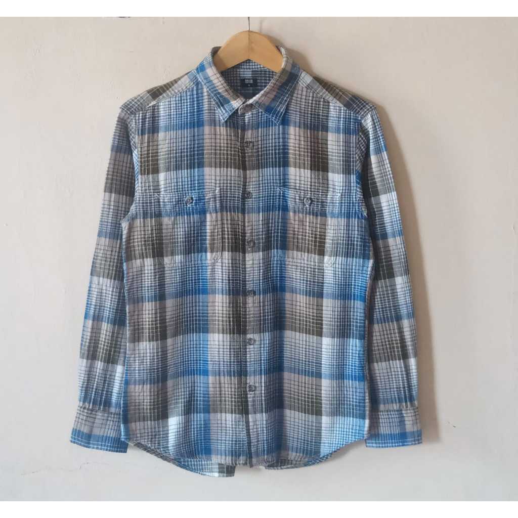 kemeja flanel shirt uniqlo second kemeja uiqlo flanel uniqlo kemeja pria