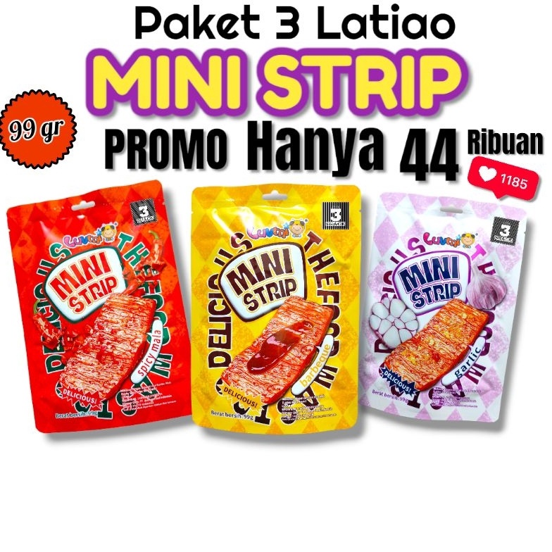 

Paket 3 Bungkus Luvmi Latiao Mini Strip 99 gram Mix 3 Rasa Berkualitas