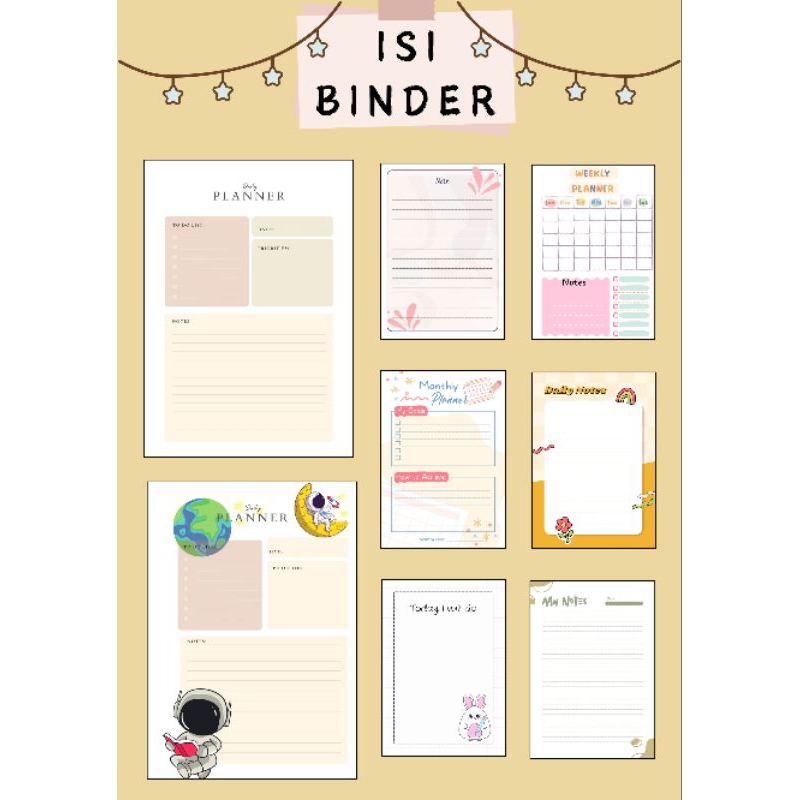 

ISI BINDER A5 Isi 10 pcs/daily planner/notes/weekly planner/to do list aesthetic