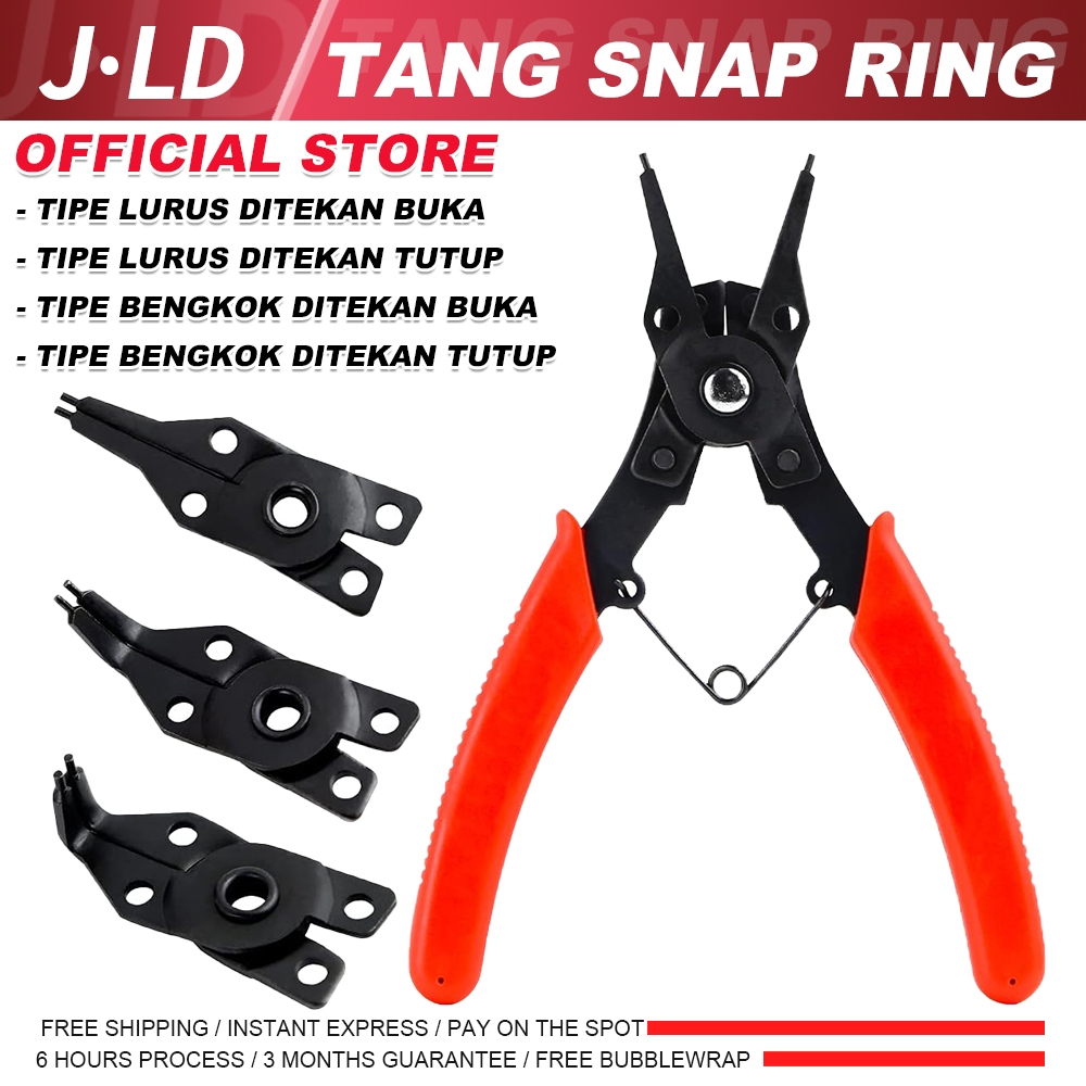 JLD Tang Snap Ring 4in1 Circlip Tekan Buka Tutup Bengkok Tang set komplit Alat Pasang Ring Snap