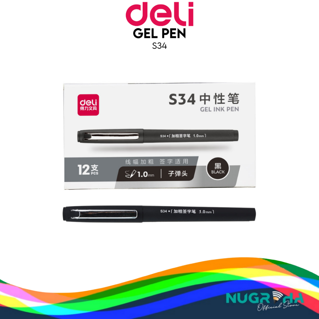 

PULPEN GEL 1.0 MM DELI S34 TANDA TANGAN SIGN PEN BALLPOINT GEL