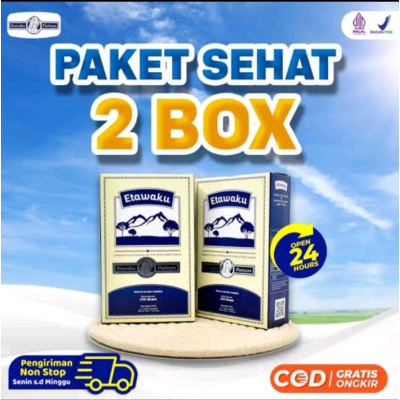 

PAKET 2 BOX SUSU ETAWAKU PLATINUM - SUSU ETAWA BUBUK ASLI Bebas Pengawet Efektif Atasi Nyeri Sendi & Tulang Jaga Kesehatan Jantung