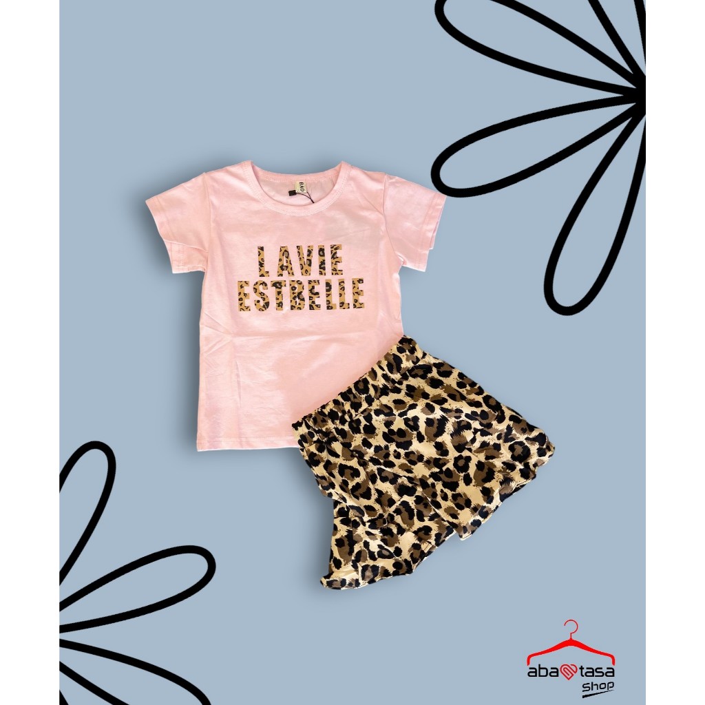 Setelan rok motif macan /setelan anak perempuan import korean style