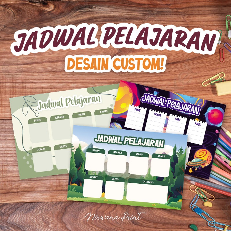 

Poster Jadwal Pelajaran / School Timetable Custom Tulisan dan Foto