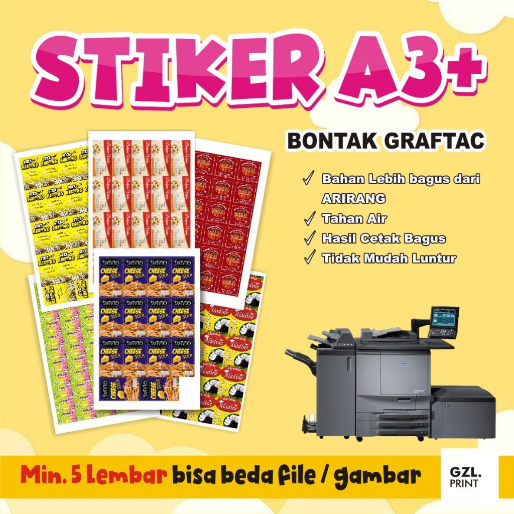 

CETAK STIKER BONTAK GRAFTAC A3+ (PRINT SAJA TANPA POTONG)
