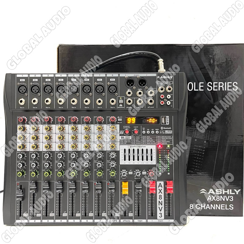 Mixer Audio Ashly ax8nV3 8channel BLUTOOTH Recording Mixer Ashly Ax8n v3 Mixing 8 Bagus ( Bisa COD )