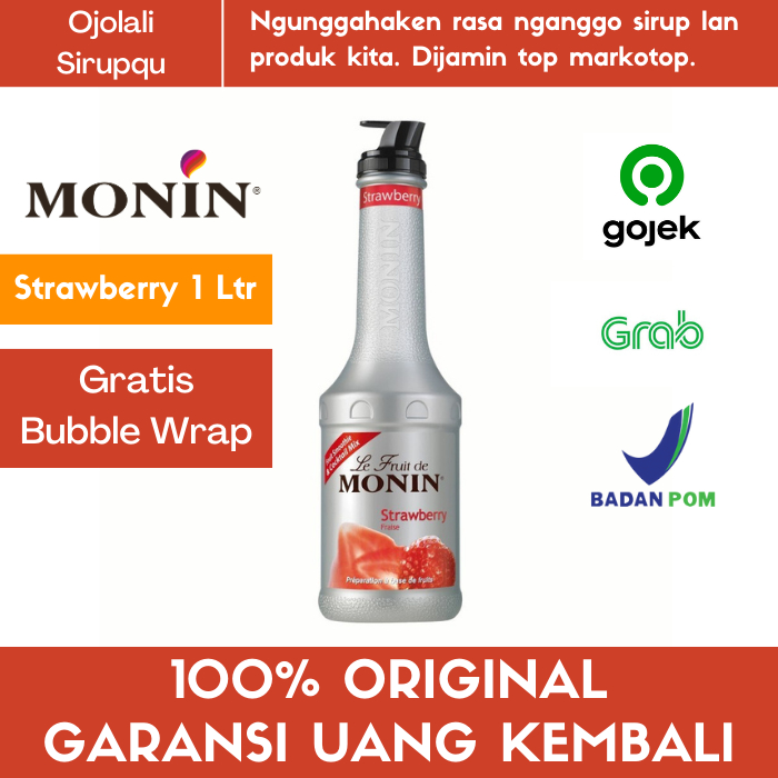 

Monin Puree Fruit Mix Strawberry 1 Liter / Toping / Fruitmix / Cafe